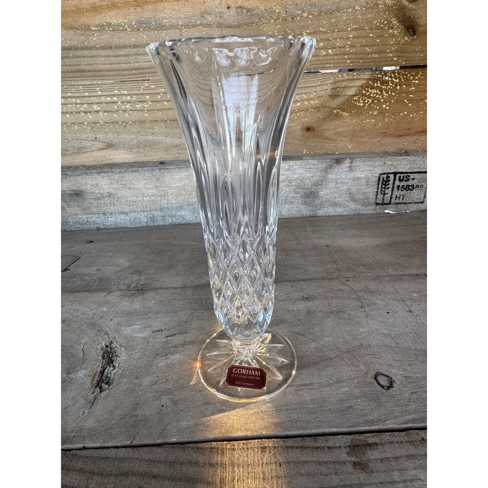 VTG Gorham Crystal King Edward 8'' Bud Vase Made‎ in West Germany